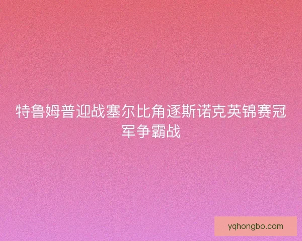 特鲁姆普迎战塞尔比角逐斯诺克英锦赛冠军争霸战 特鲁姆普迎战塞尔比角逐斯诺克英锦赛冠军争霸战