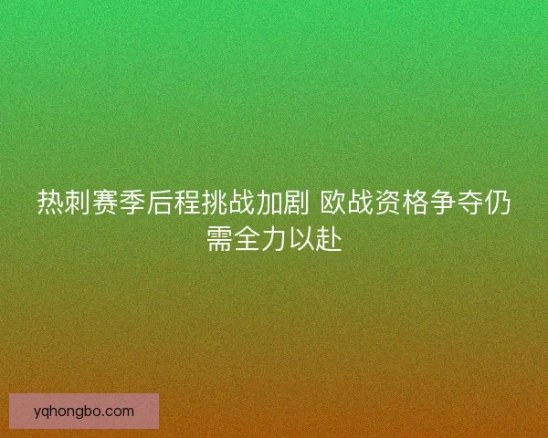 热刺赛季后程挑战加剧 欧战资格争夺仍需全力以赴